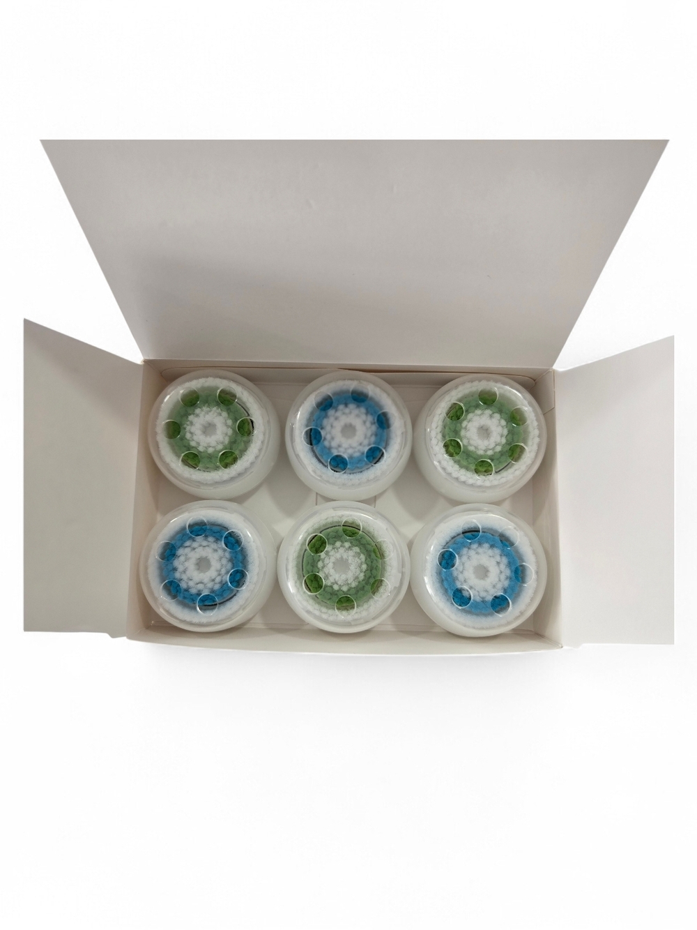 Facial Cleansing Brush Replacement Heads - 6 Pack (Green & Blue)